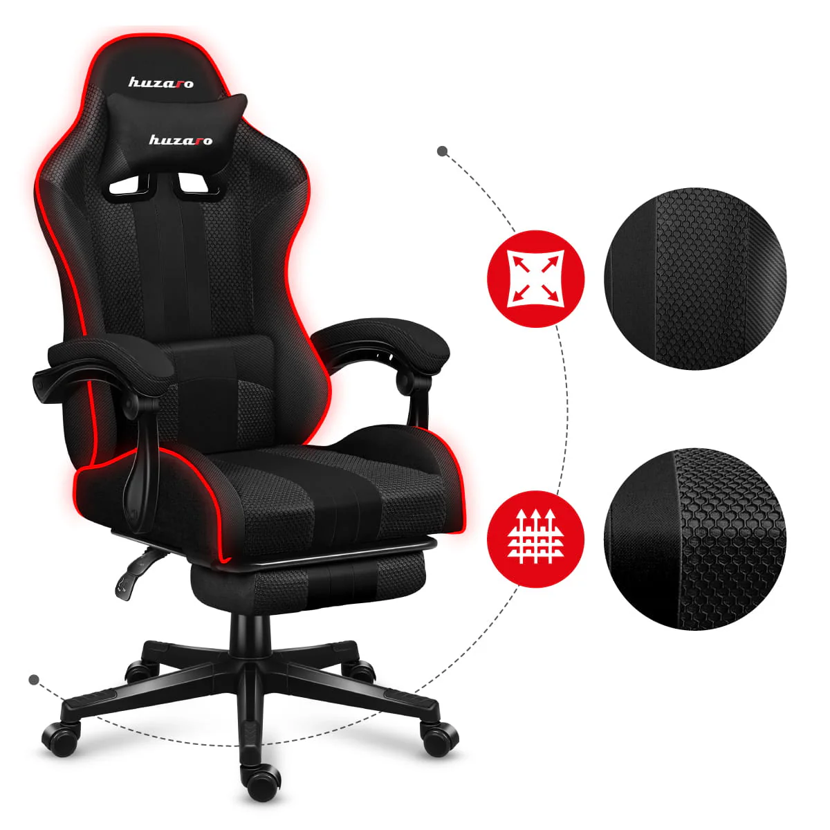 Fotel Gamingowy HUZARO Force 4.7 RGB Mesh OUTLET - Image 13