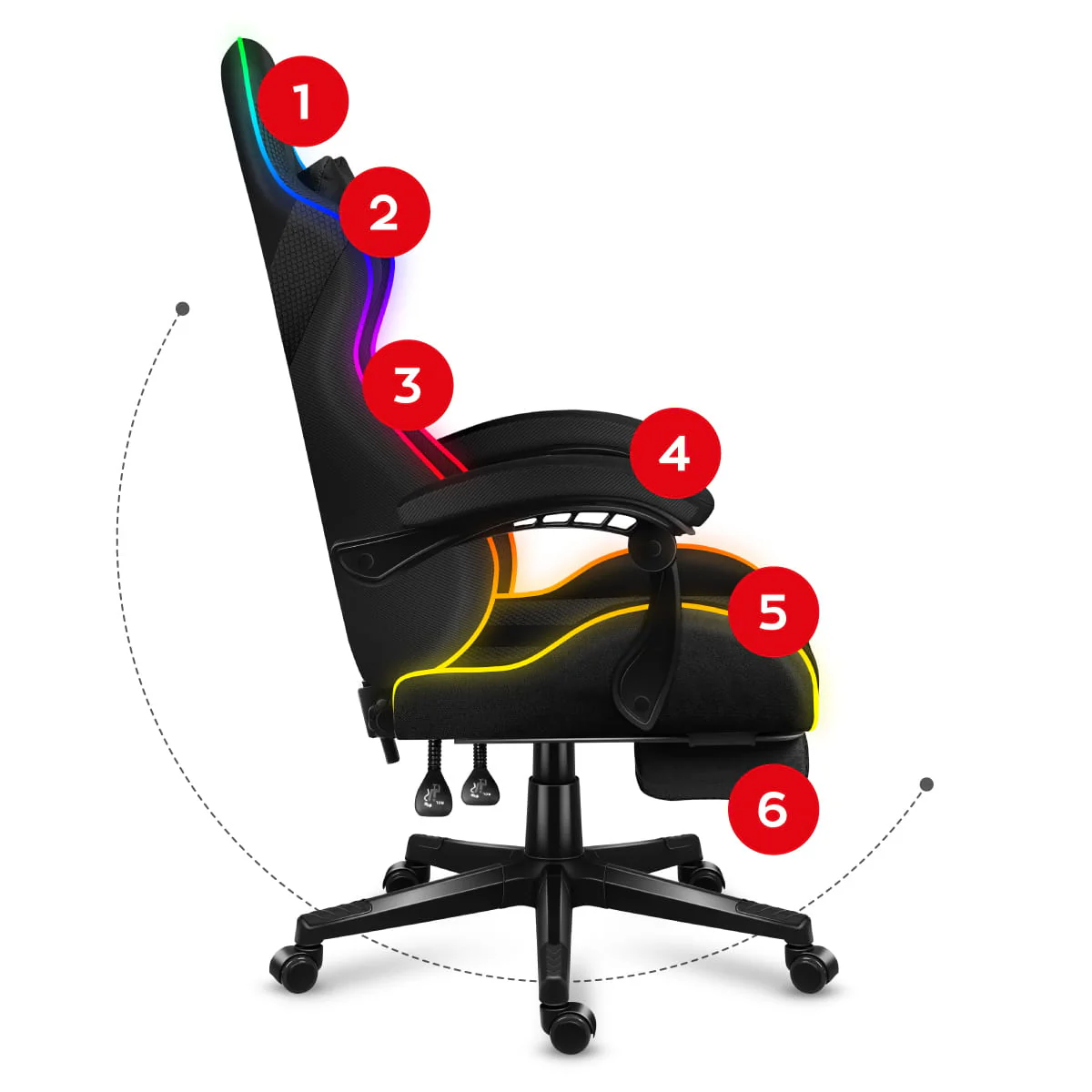 Fotel Gamingowy HUZARO Force 4.7 RGB Mesh OUTLET - Image 14