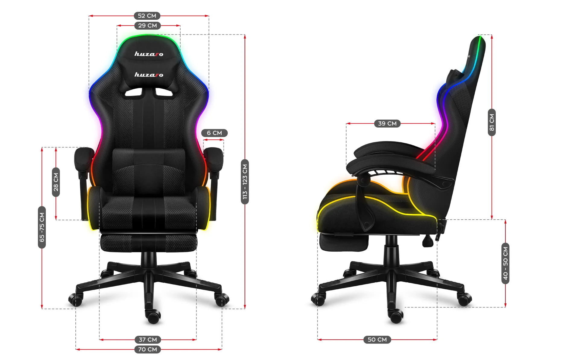 Fotel Gamingowy HUZARO Force 4.7 RGB Mesh OUTLET - Image 16