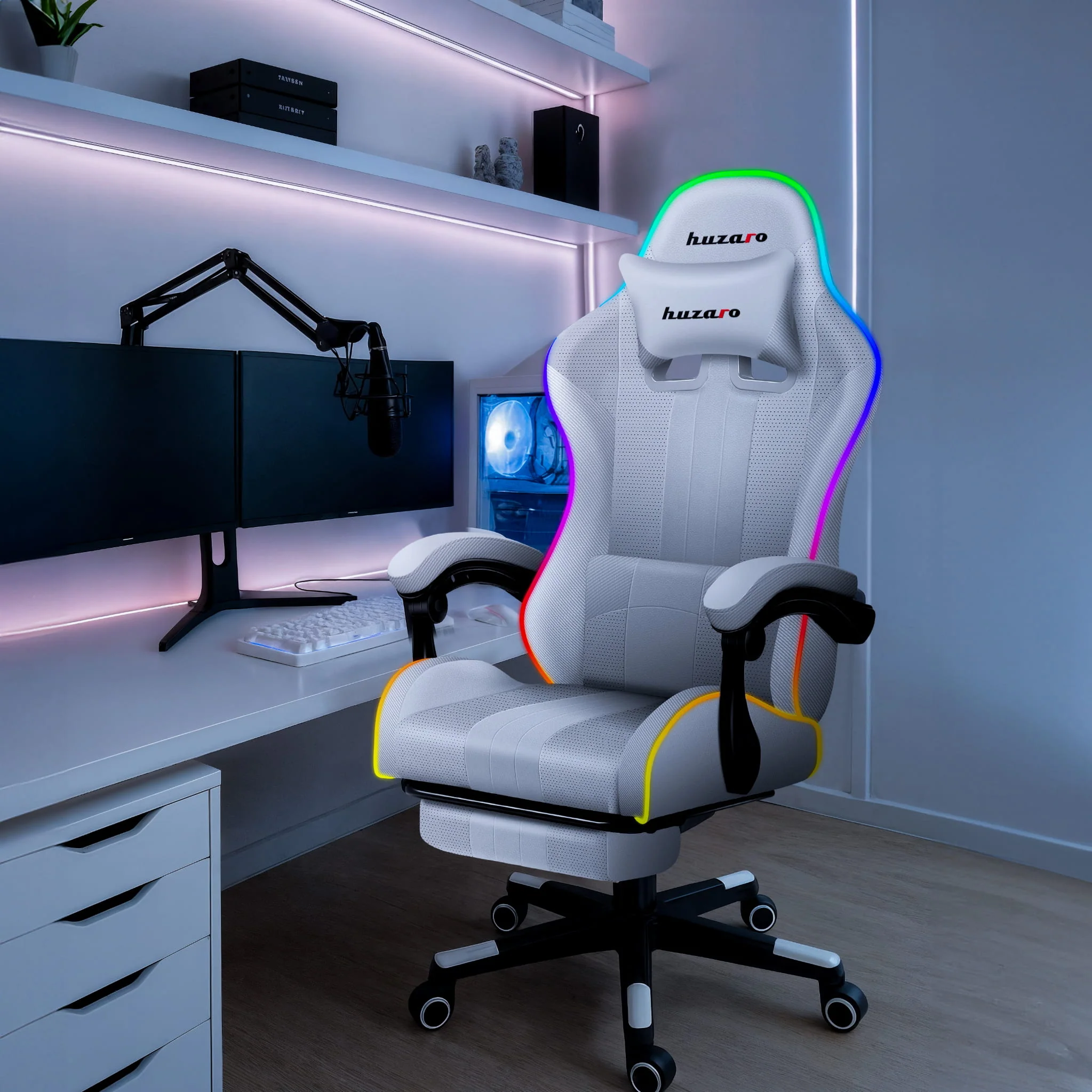 Fotel Gamingowy HUZARO Force 4.7 White RGB - Image 4