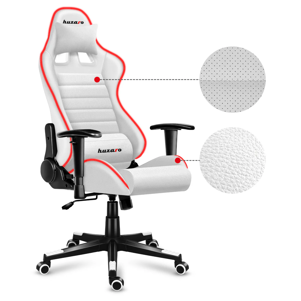 Fotel Gamingowy HUZARO FORCE 6.0 White RGB OUTLET - Image 11