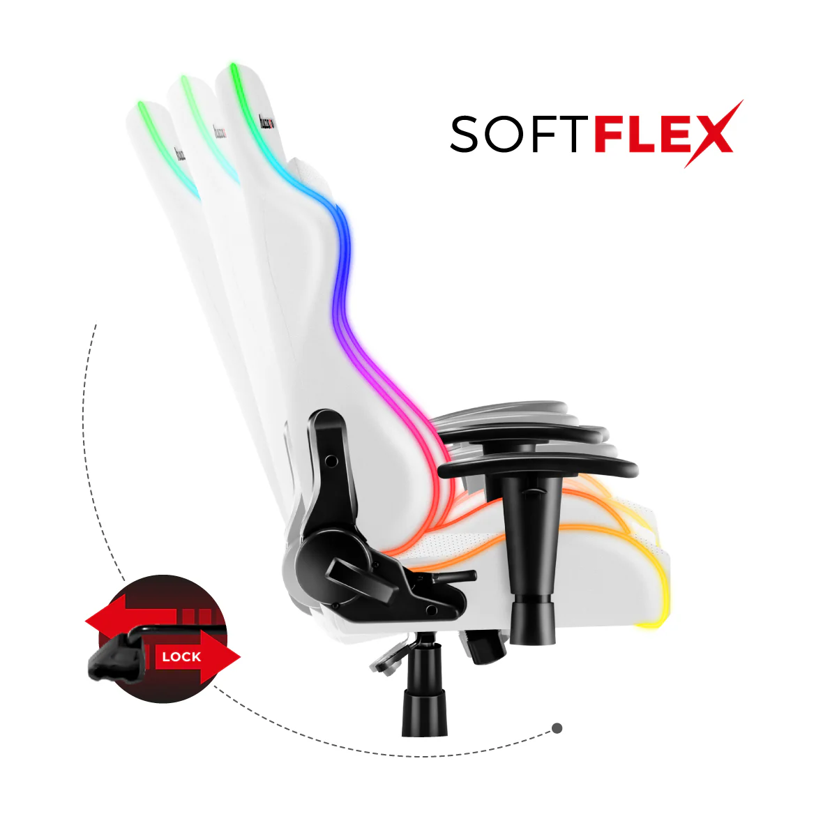 Fotel Gamingowy HUZARO FORCE 6.0 White RGB OUTLET - Image 24