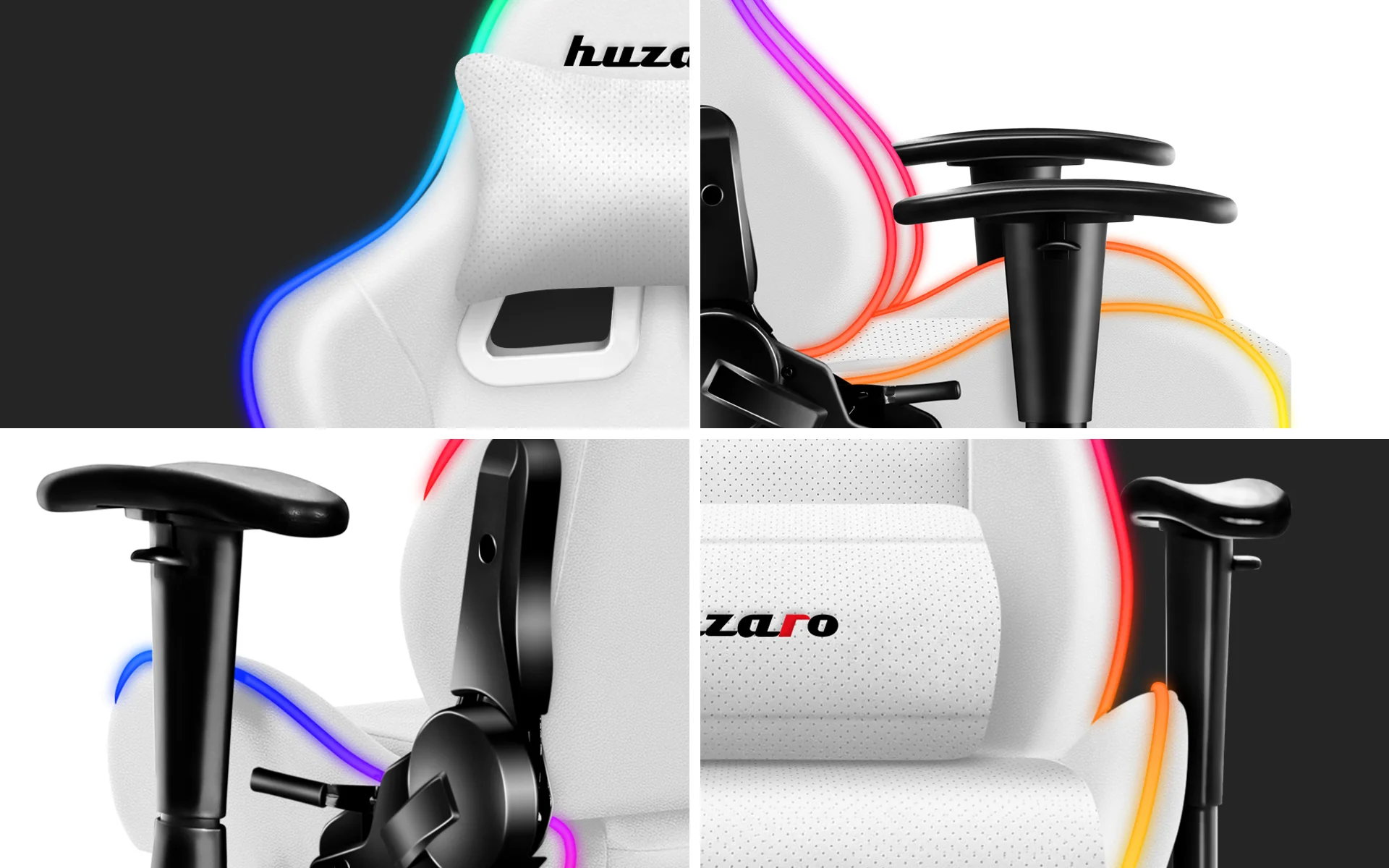 Fotel Gamingowy HUZARO FORCE 6.0 White RGB OUTLET - Image 28