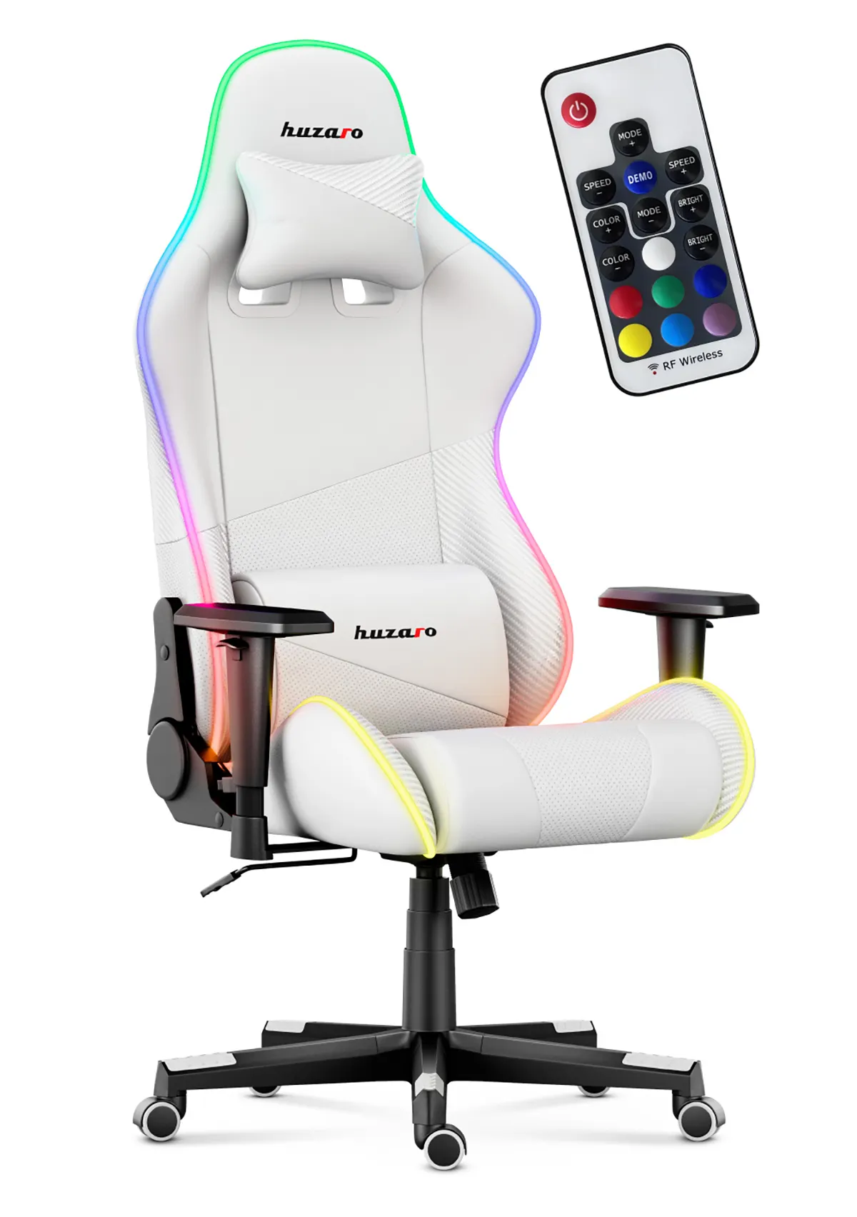 Fotel Gamingowy HUZARO FORCE 6.2  White RGB LED - Image 3