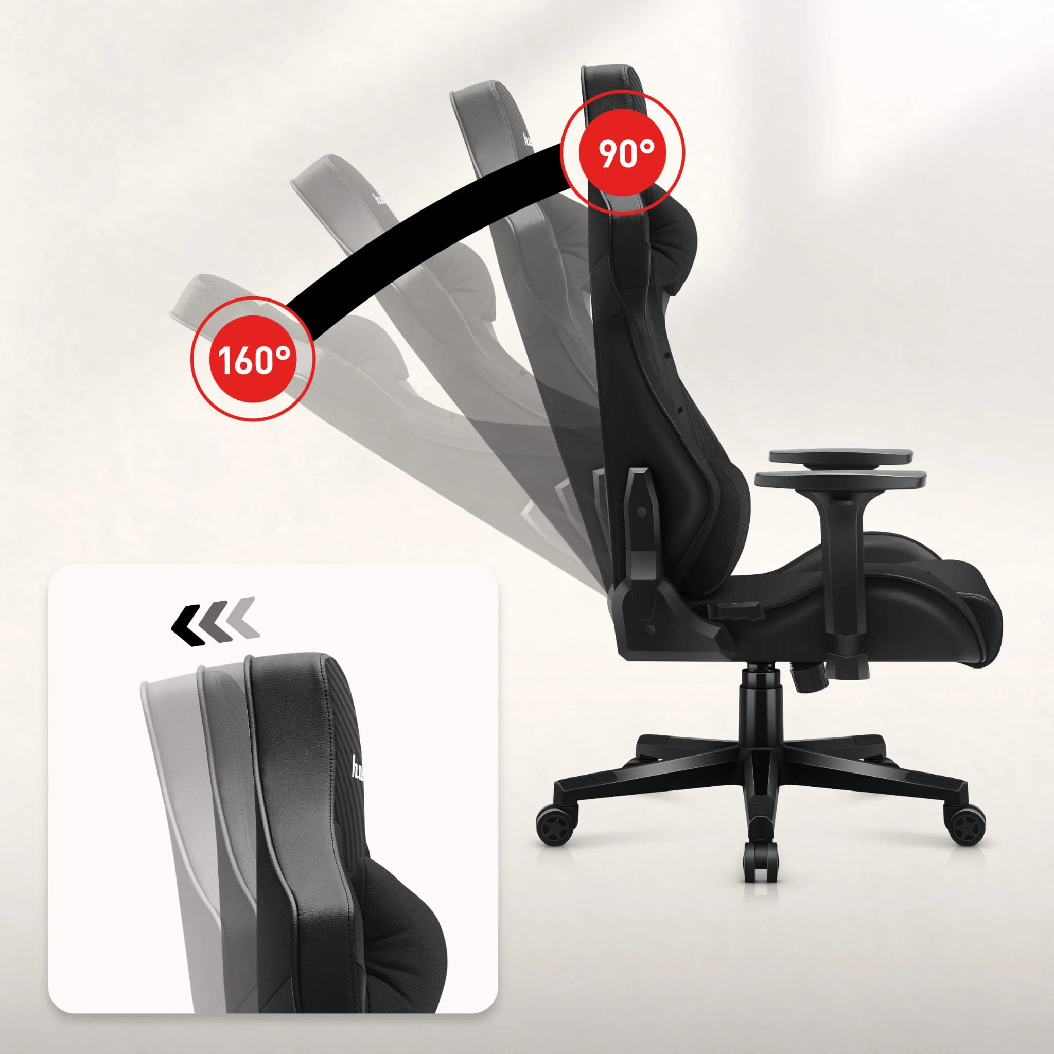 Fotel Gamingowy HUZARO FORCE 7.6 Black - Image 3