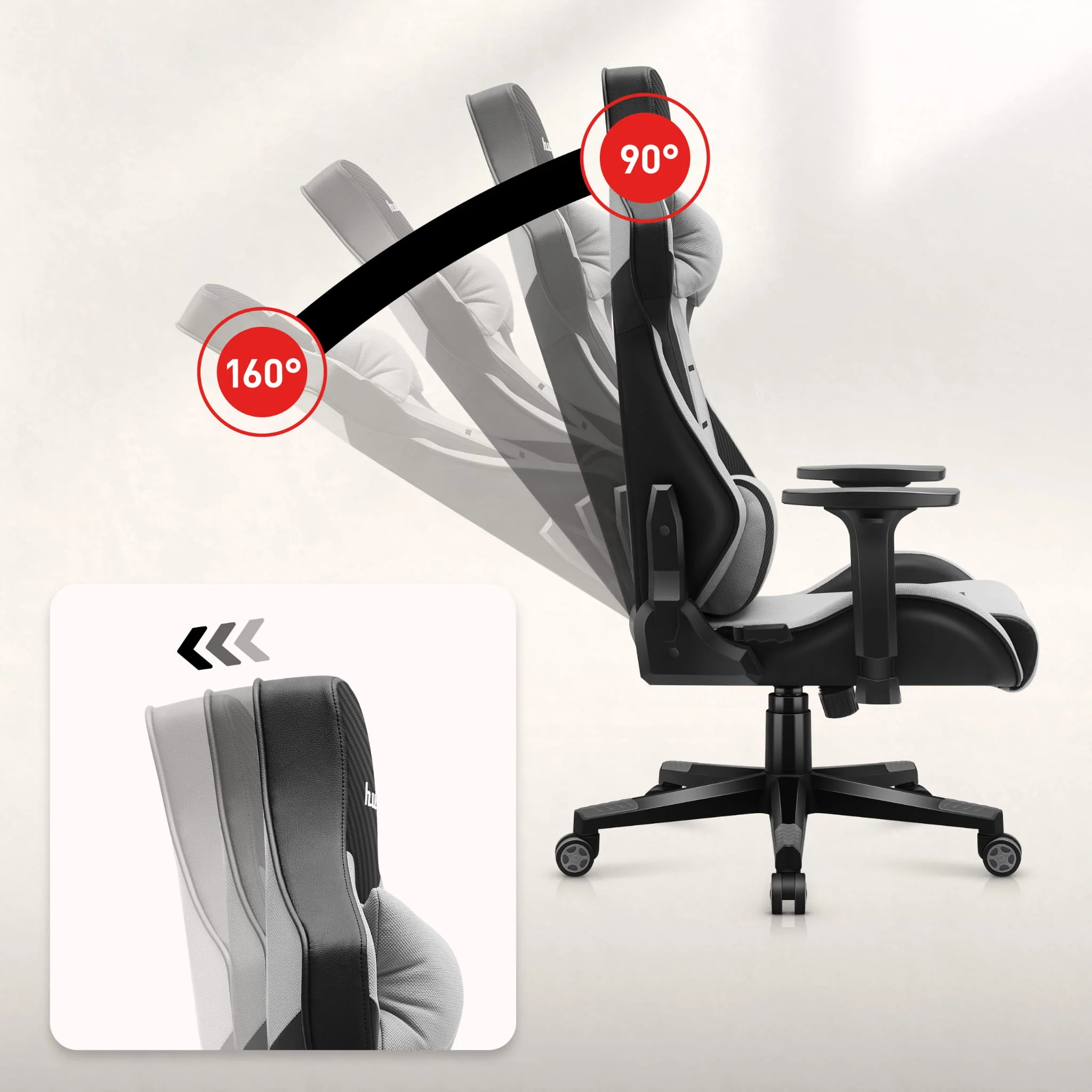 Fotel Gamingowy Huzaro FORCE 7.6 Grey - Image 3