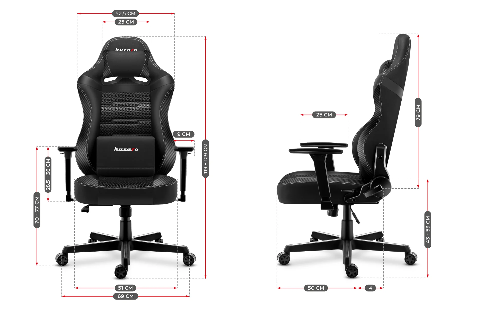 Fotel Gamingowy HUZARO FORCE 7.7 Black OUTLET - Image 15