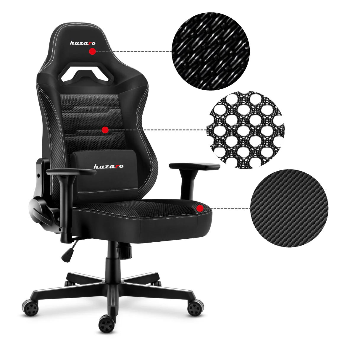 Fotel Gamingowy HUZARO FORCE 7.7 Black OUTLET - Image 2