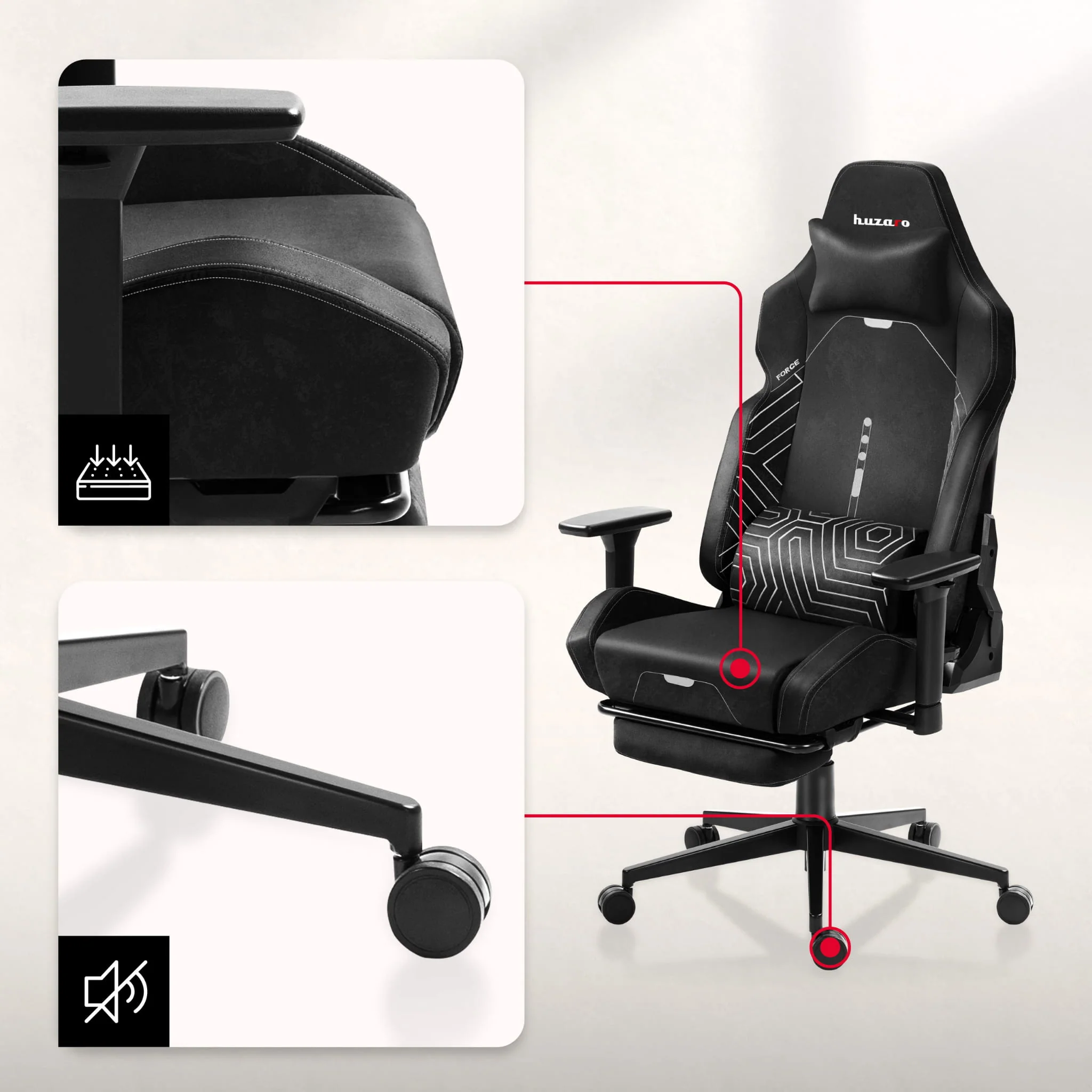 Fotel Gamingowy HUZARO FORCE 8.1 Black - Image 8