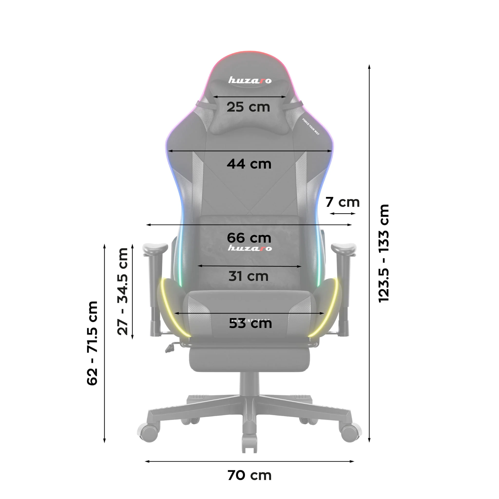 Fotel gamingowy LED Huzaro Force 5.7 Black RGB - Image 14
