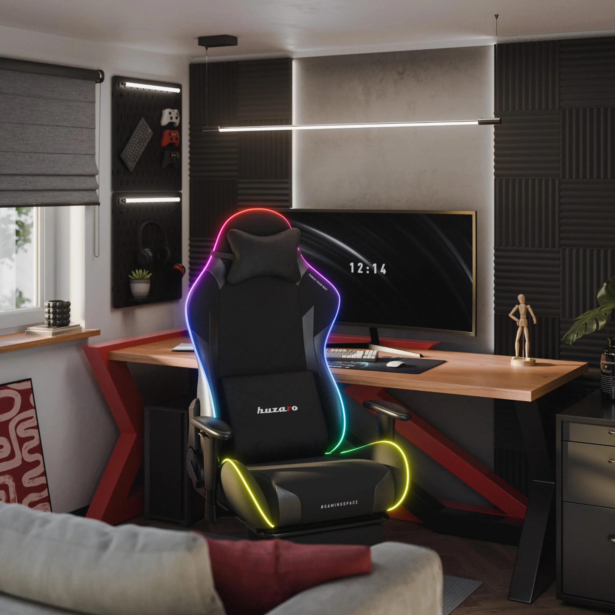 Fotel gamingowy LED Huzaro Force 5.7 Black RGB - Image 4