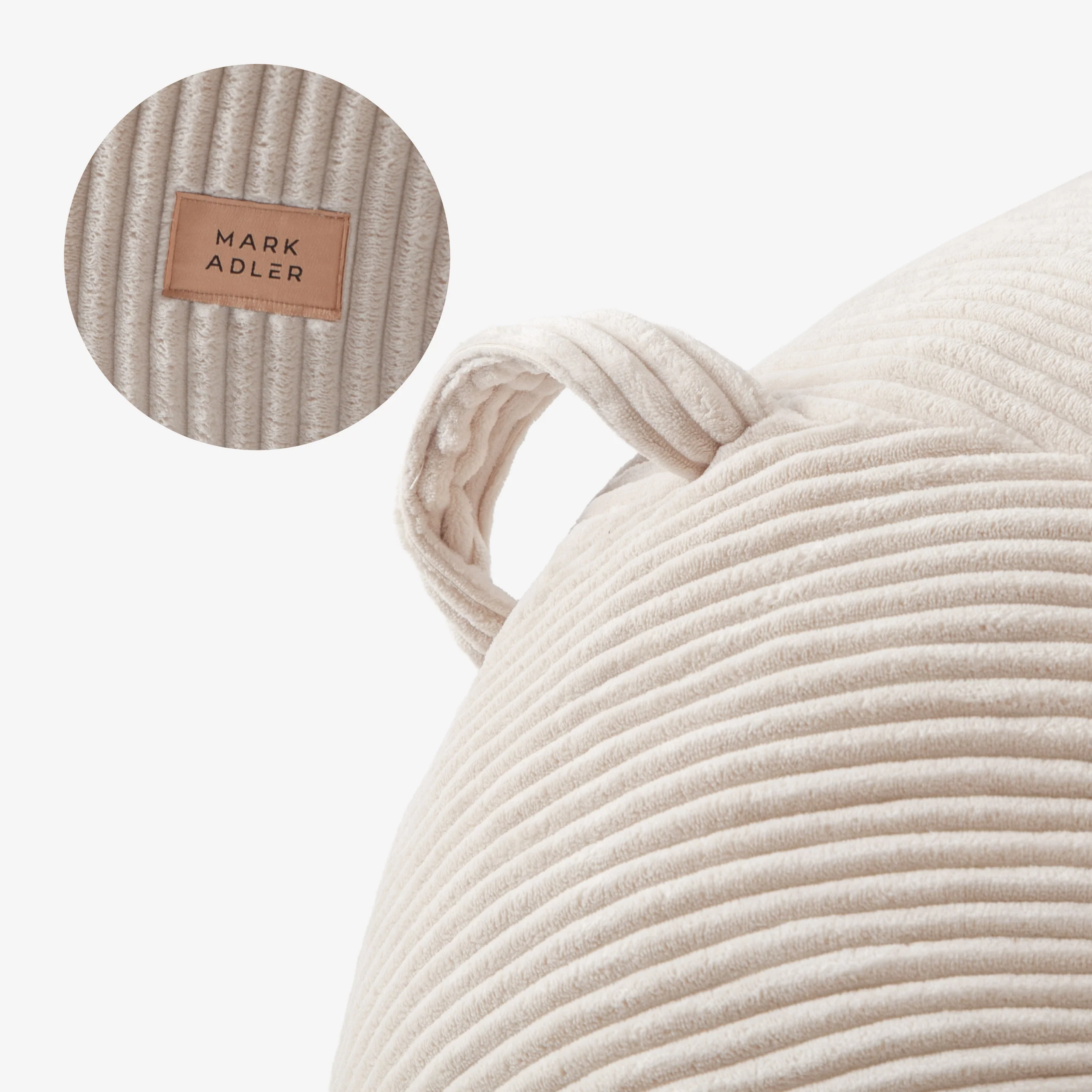 Fotel pufa sztruksowa z podnóżkiem Mark Adler Comfy 3.0 Beige - Image 3