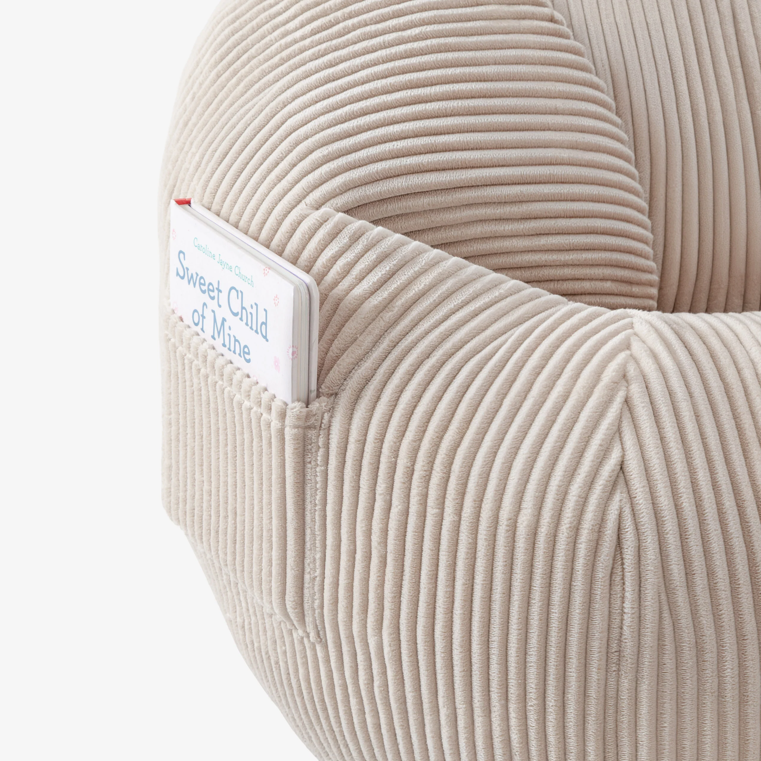 Fotel pufa sztruksowa z podnóżkiem Mark Adler Comfy 3.0 Beige - Image 4