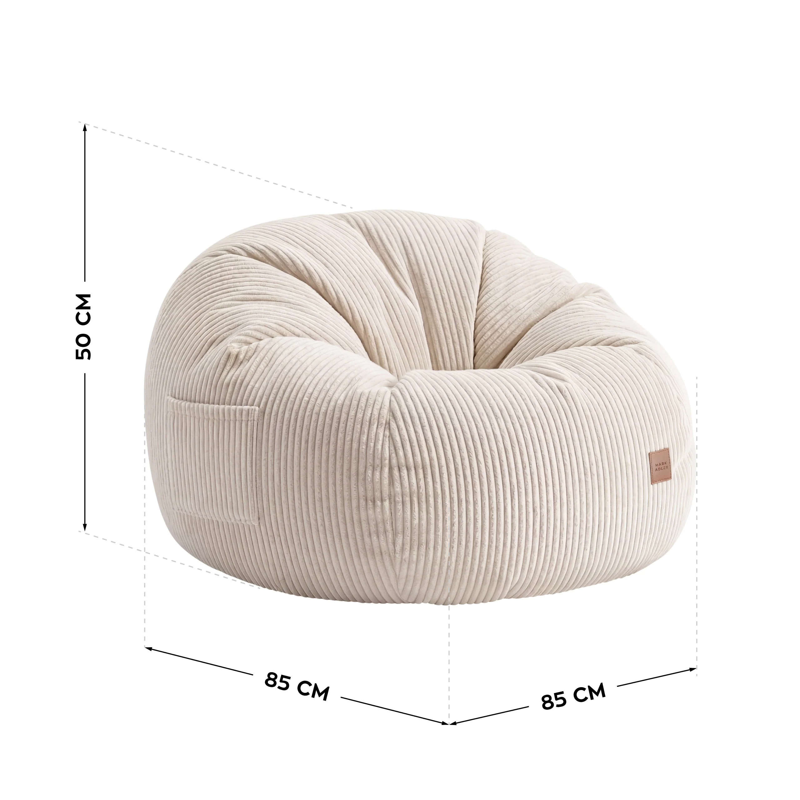 Fotel pufa sztruksowa z podnóżkiem Mark Adler Comfy 3.0 Beige - Image 5
