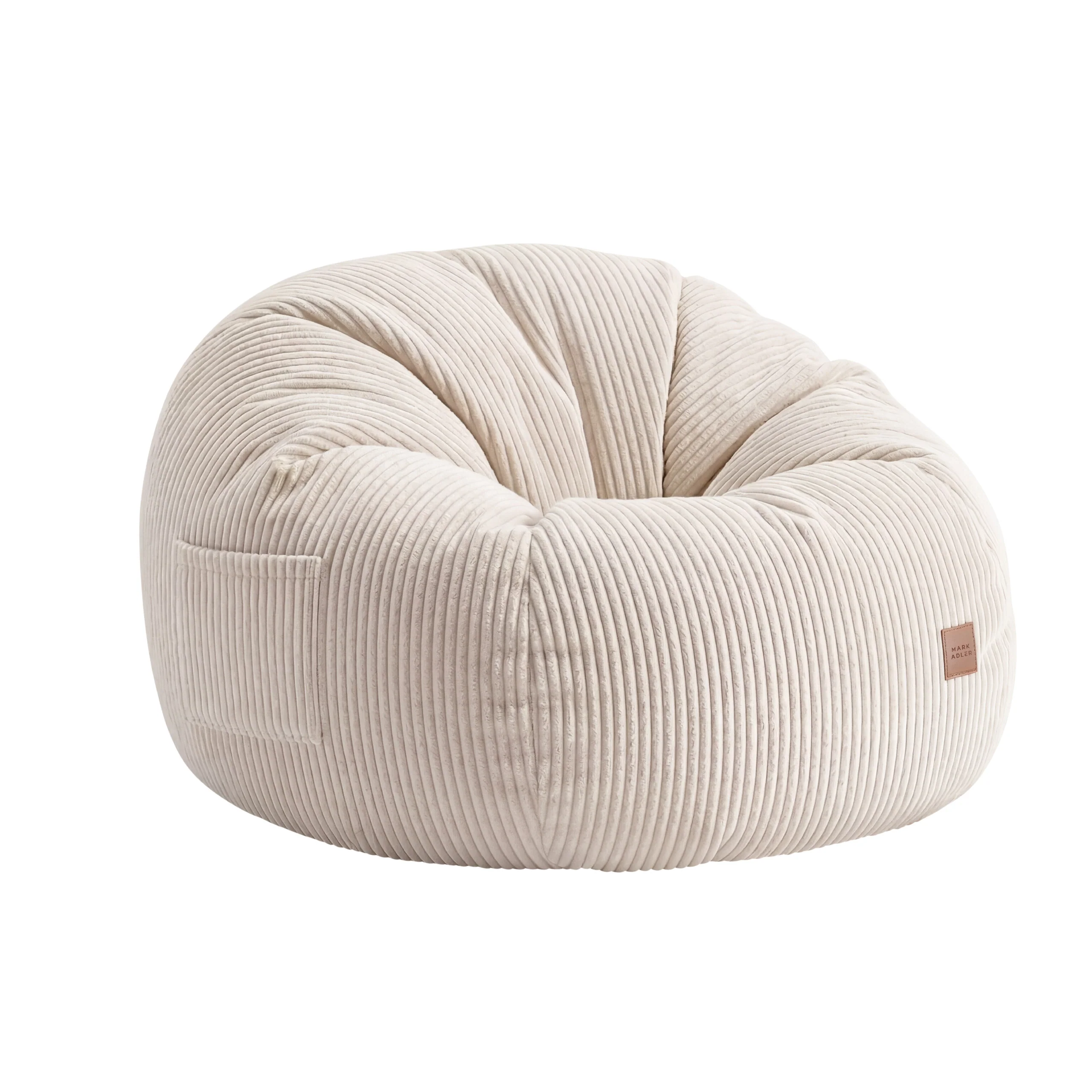 Fotel pufa sztruksowa z podnóżkiem Mark Adler Comfy 3.0 Beige - Image 8