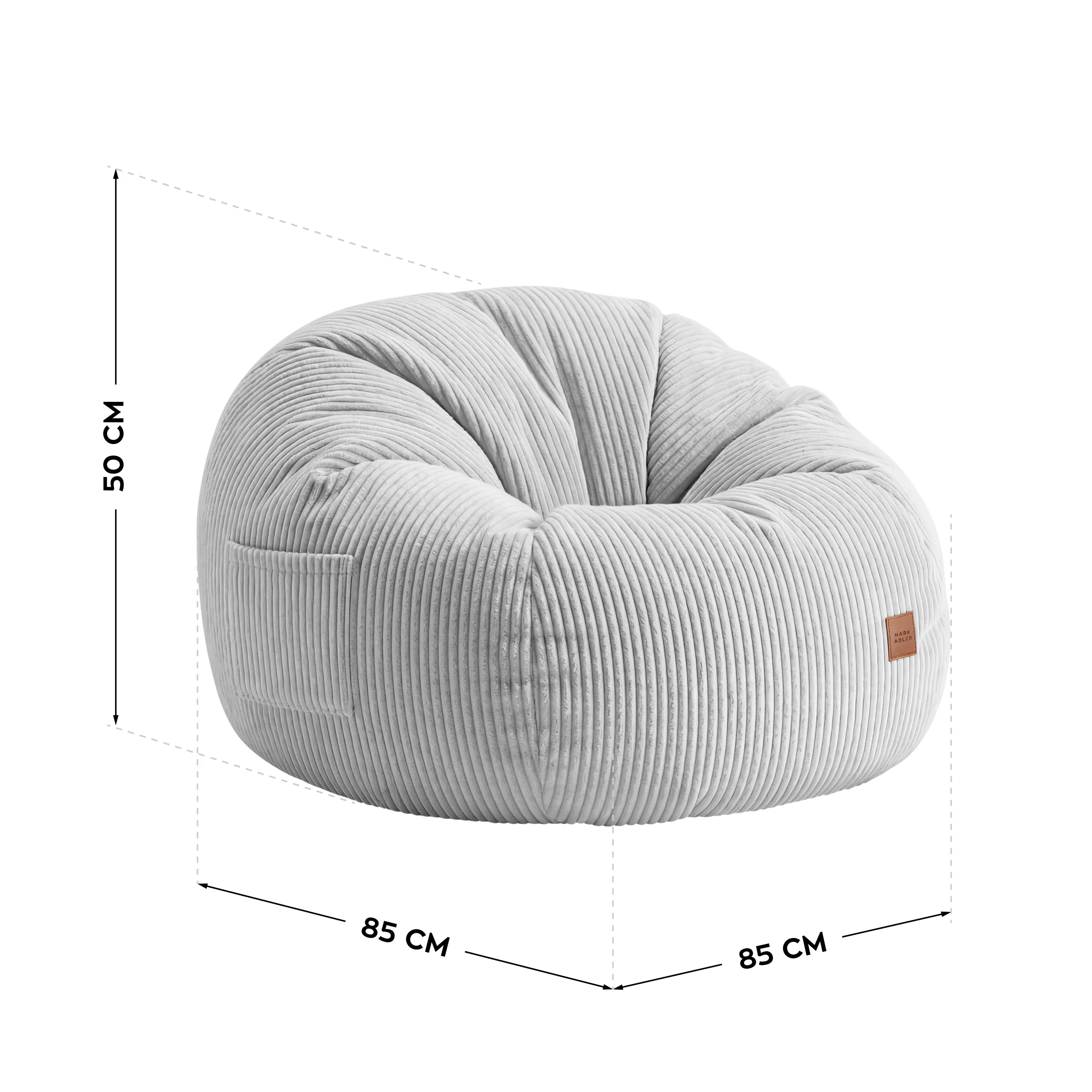 Fotel pufa sztruksowa z podnóżkiem Mark Adler Comfy 3.0 Grey - Image 7