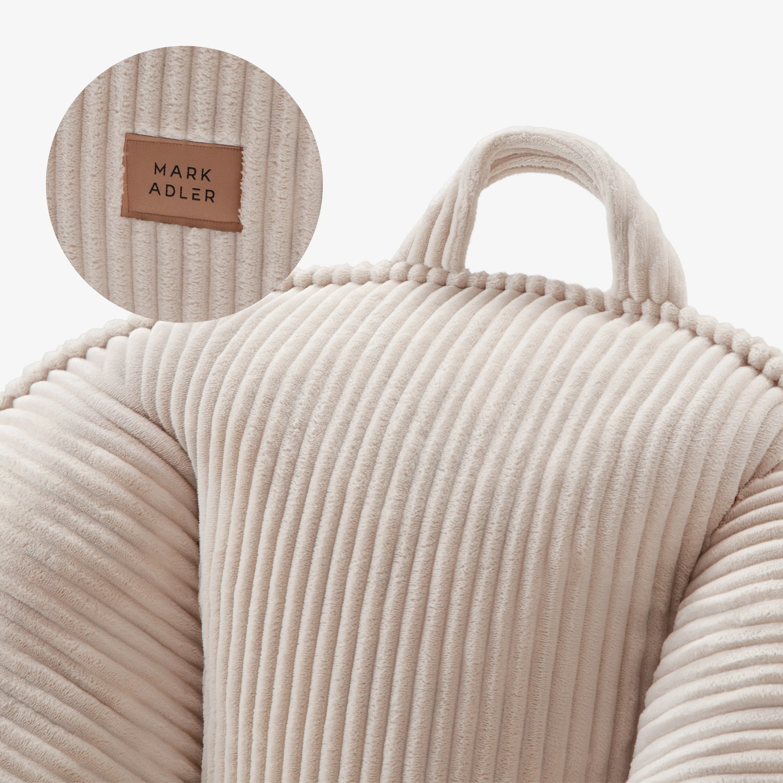 Fotel pufa z oparciem sztruksowa Mark Adler Comfy 4.0 Beige - Image 4
