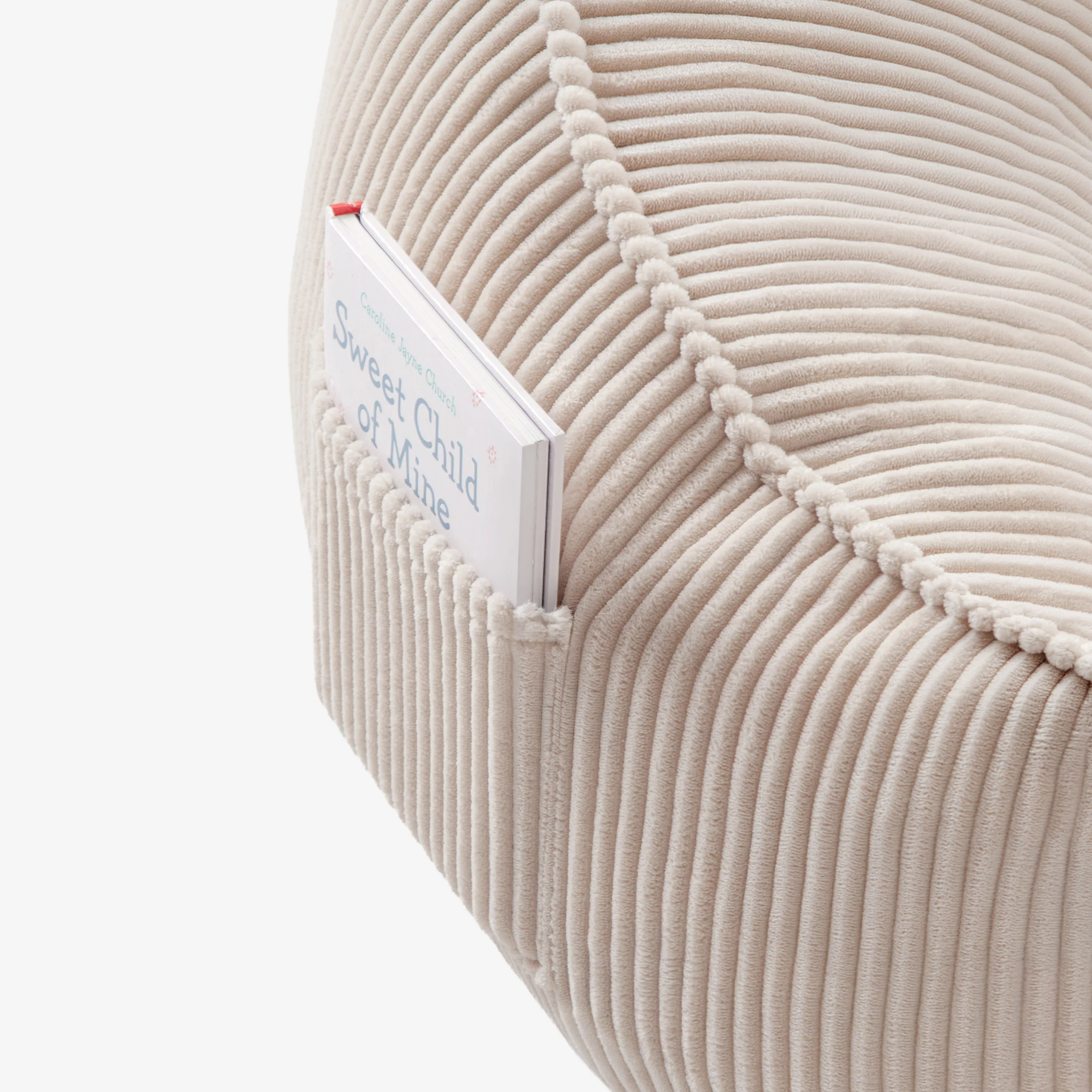 Fotel pufa z oparciem sztruksowa Mark Adler Comfy 4.0 Beige - Image 5