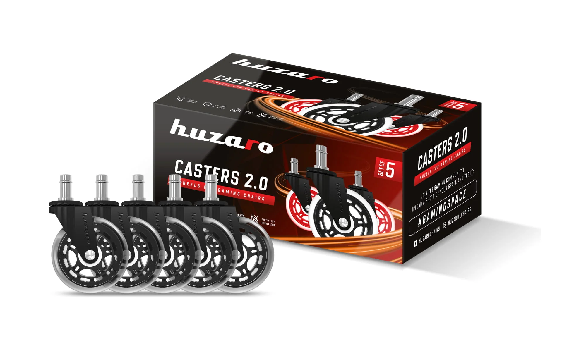 Kółka do fotela Casters 2.0 Black - Image 8