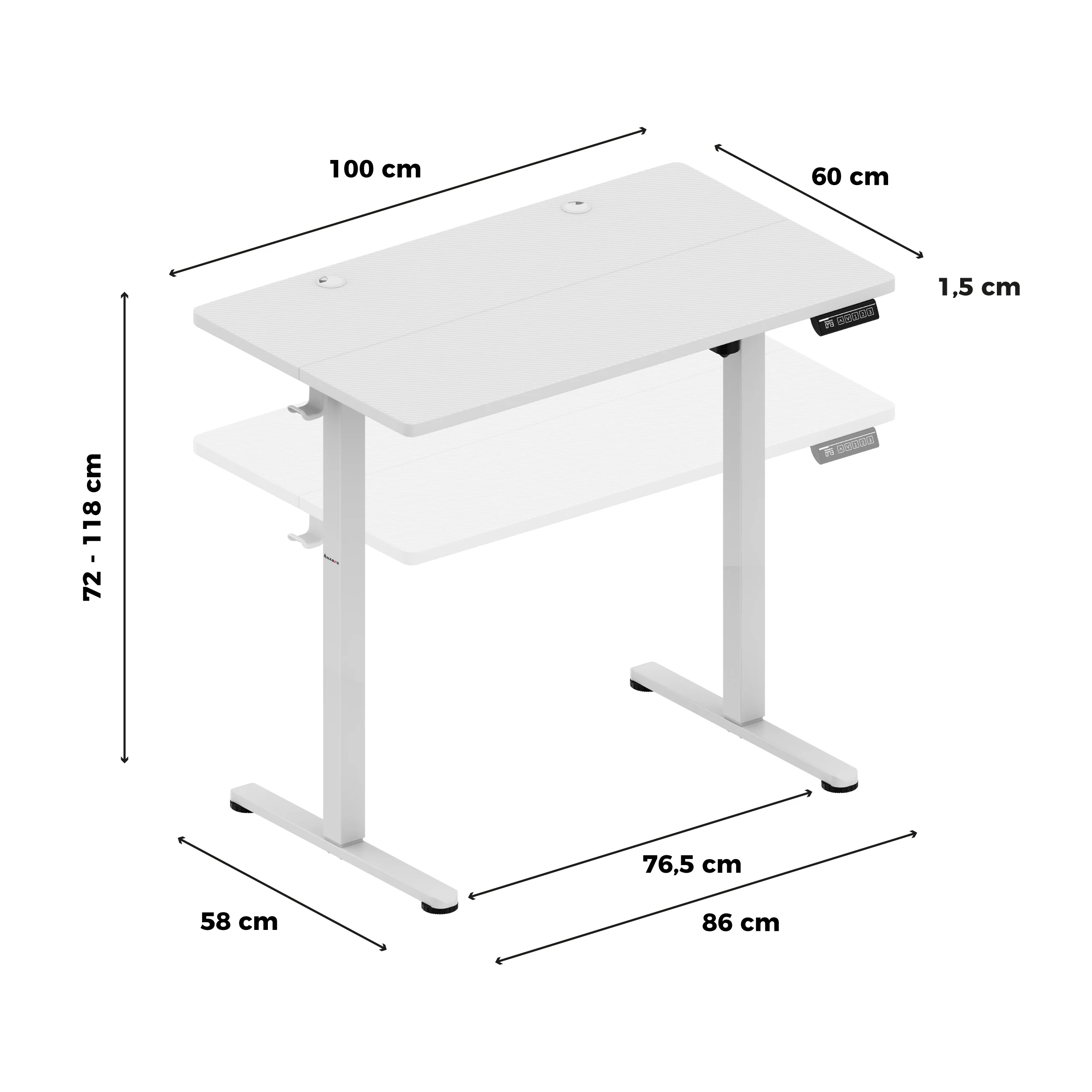 Regulowane biurko na kółkach elektryczne Huzaro Hero 7.8 White - Image 11