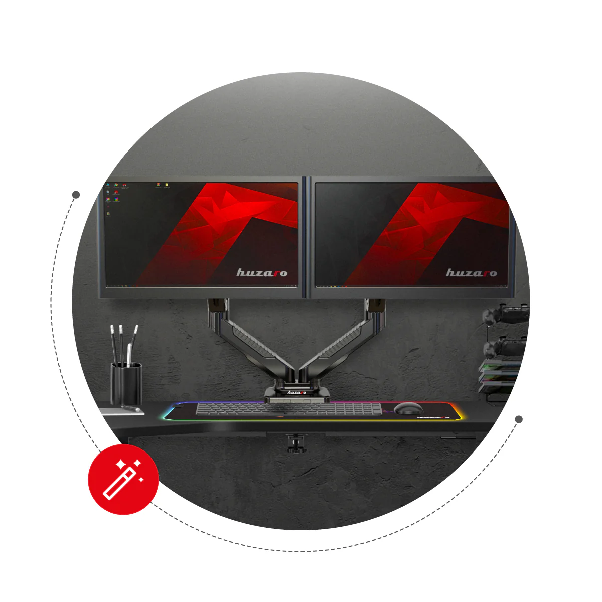 Uchwyt obrotowy  Huzaro Motion 2.3 na dwa monitory OUTLET - Image 4